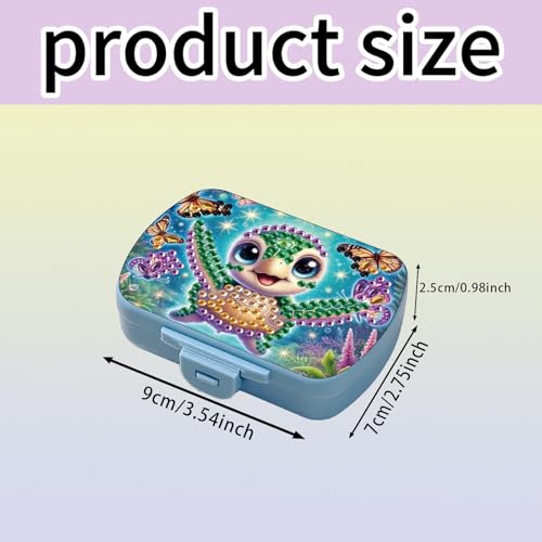 Image of ARTopet Diamond Art Painting Mini Storage Box with 6-Grid Creative Design Compact Portable Small Case for Purse Travel Daily (Sea Turtle)