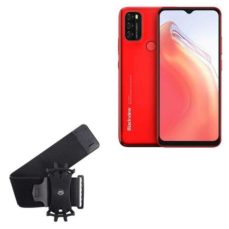 BoxWave Holster Compatible with Blackview A70 Pro - ActiveStretch Sport Armband, Adjustable Armband for Workout and Running - Jet Black