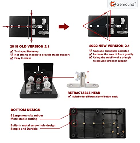 Bottle Cutter, Genround Upgrade 2.1 Glass Bottle Cutter Machine For Round, Square And Oval Bottle Cutting | Cut Bottle From Neck To Bottom | Glass Cutter Bottle Cutting Tool For Diy Projects #TOP3