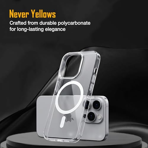 Image of Zapcase Back Case for iPhone 15 Pro | Slim Lifetime Anti-Yellow Crystal-Clear Cover with Elevated Camera Protection & MagSafe Compatibility | Premium German Polycarbonate | Shockproof | Clear