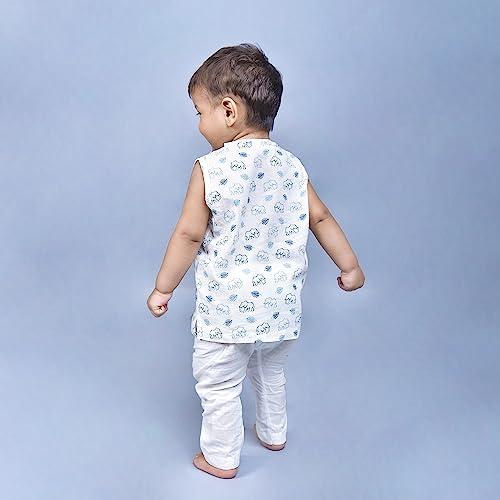 Image of POLKA TOTS Pure Cotton New Born Dress | Ultra-Soft, Breathable & Lightweight Sleeveless Jhabla Pant Set for Baby Boys & Girls | Baby Summer Clothes | Traditional Jabla & Pyjama Set for Newborns