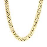 POYAMUSE Gold Chain, Solid 18K Gold Plated Gold Chain for Men, Hip-Hop Style 18K Gold Plated Cuban Link Chain for Men - Streetwear Fashion Statement - Gold 26''