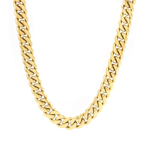 POYAMUSE Gold Chain - 18K Gold Plated Cuban Link Chain for Men - Hip-Hop Style Streetwear Fashion Statement - 26