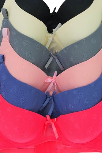 Image of ToBeInStyle Women's Pack of 6 Padded Assorted Styles Supportive Bras Cup Size - A to DDD