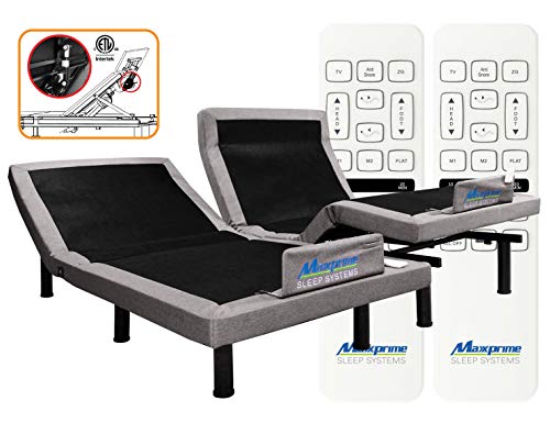 MAXXPRIME Adjustable Bed Frame with Individual Head Tilt, Electric Bed Base with Dual