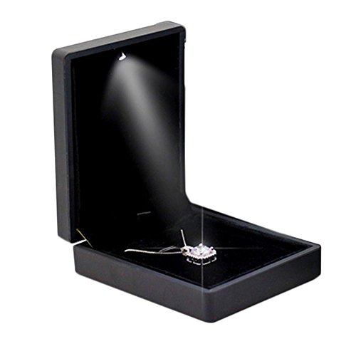 Coffret Bague Bijoux Box LED Éclairé Ecrin Cadeau Rangement Bague Anneau pour Mariage Anniversaire Cover