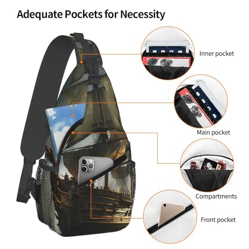 Bolso tipo sling negro para pecho unisex de poliéster miniatura 3