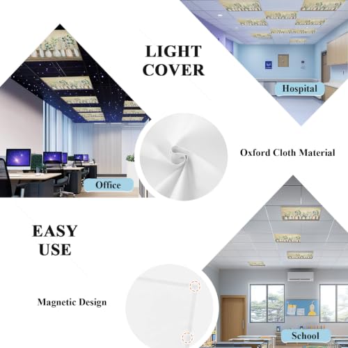 Farmhouse Botanical Magnetic Fluorescent Light Covers for Ceiling Lights 2x4 Ft,Bottles Plans Country Brown Wooden Grain Office Kitchen Drop Ceiling Light Covers Lighting Filters Shade Panel 3 Packs - Image 5
