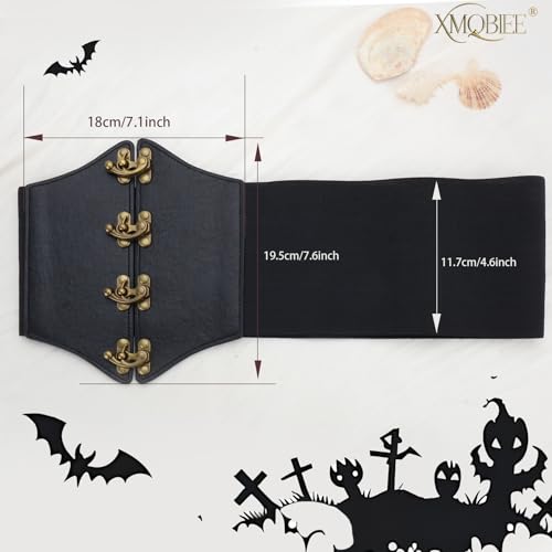Women's Gothic Waist Corset Belt with Brass Clasps, Black, Halloween Costume Accessory2