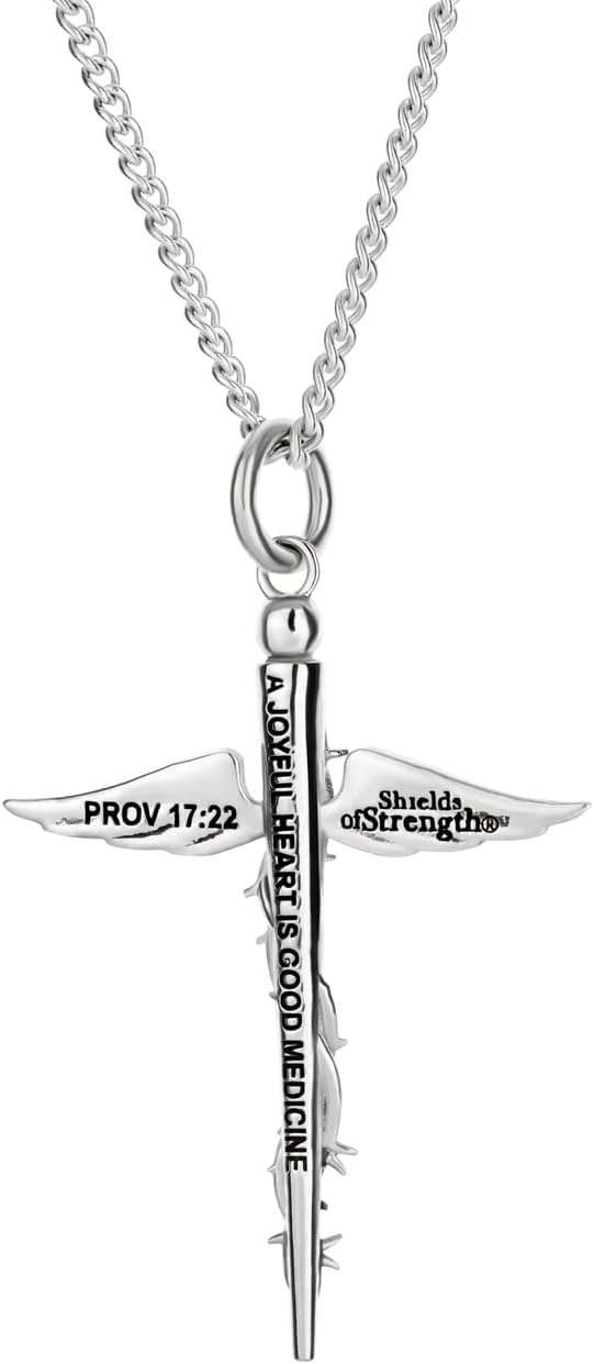 Shields of Strength Women's Medical Cross Necklace - Proverbs 17:22