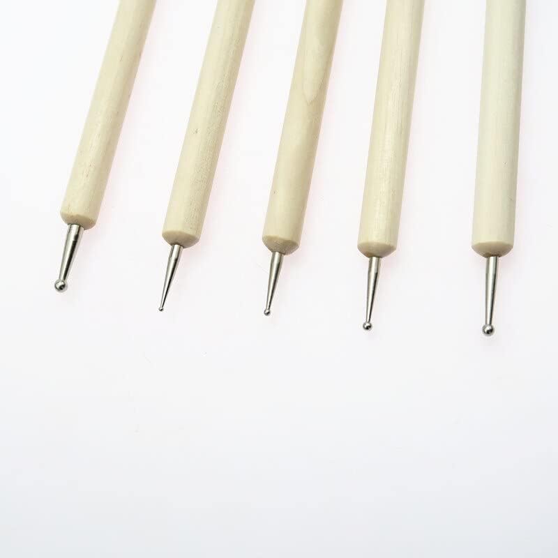 10PCS Two-way Wood Dotting Pens Manicure Tools Wood Dotting Pen Nail Art Point Drill Pen Nail Dotter Tool Nail Drawing Pens - (Color: Mix)