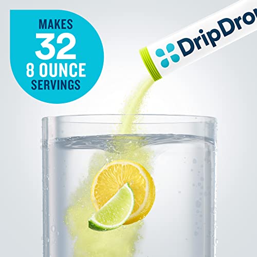 Dripdrop Hydration - Zero Sugar Electrolyte Powder Packets Keto - Lemon Lime - 32 Count #TOP5