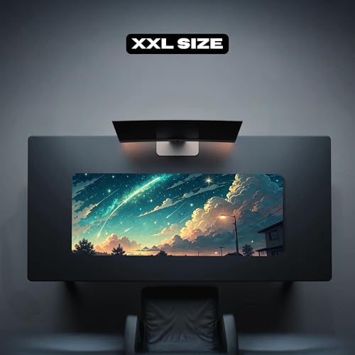 Image of Celestial Hour Premium Desk Mat | Anti-Skid | Anti-Slip | 60 x 28 cm | Laptop Mat for Work from Home /Office /Gaming- Extended Mouse pad and Keyboard Desk mat
