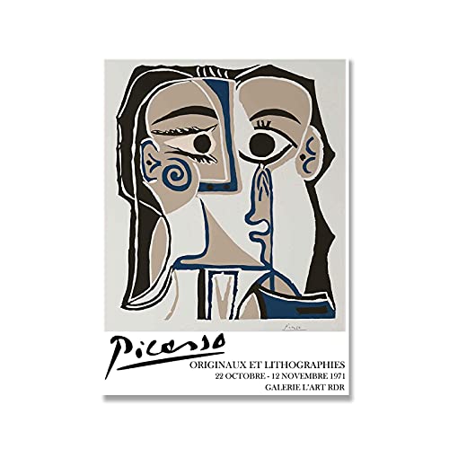 Toile Picasso visage abstrait impression murale haut de gamme 50x70 - 5