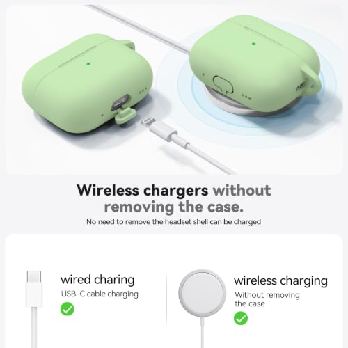 Image of Ljusmicker for AirPods Pro 3 Case 2025 with Cleaner Kit,Soft Silicone Protective Cover for Apple AirPods Pro 3rd Generation Cases for Women Men,for AirPod Pro 3 Cover with Keychain-Pastel Green