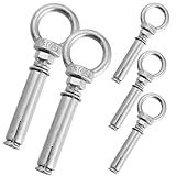 SOLUSTRE 5pcs 304 Stainless Steel Expansion Ring Eye Bolts M6x60mm Rustproof Anchoring Screws for Concrete Lifting Device Parts Industrial Fasteners