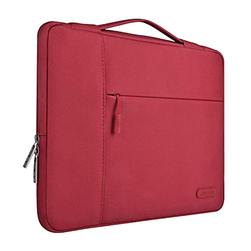 MOSISO Laptop Sleeve Compatible with MacBook Air 13 inch M2 M1 2023-2018/Pro 13 inch 2023-2016, Polyester Multifunctional Briefcase Bag, Red