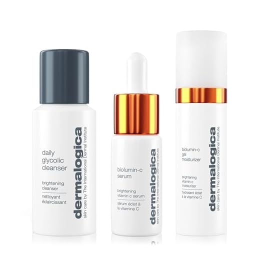 Dermalogica Daily Brightness Boosters Facial Skin Care Kit - Contains BioLumin-C Serum (0.3 oz), BioLumin-C Gel Moisturizer (0.5 oz), and Daily Glycolic Cleanser (1 oz)