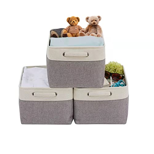 Image of DECOMOMO Foldable Storage Bin Collapsible Sturdy Cationic Fabric Storage Basket Cube W/Handles for Organizing Shelf Nursery Home Closet (Jumbo - 19.7 x 15.8 x 11.8) (Grey, Extra Large - 3 Pack)