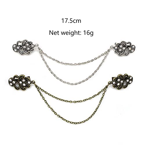 7Pcs Retro Sweater Chain Shawl Clips Cardigan Dresses Clip Collar Clip with Chain for Women Girls3