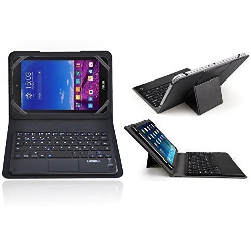 Ledeli Bluetooth inalámbrico QWERTZ alemán Teclado para 7 "y 8 comprimido Funda Protectora Case Carcasa Bolsa Estuche Carcasa Negro Negro per ASUS MeMO Pad 7"