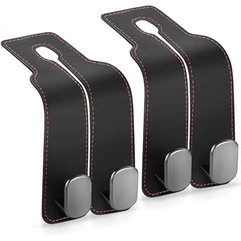 Accevo Car Hooks for Headrest, 2 Pack Car Purse Hook Car Hooks 100% Metal Car Hangers for Seat Multifunctional Car Bag Hook Car Seat Back Storage Hook Accessories Cover