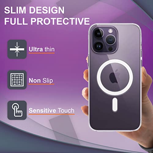 [5 In 1] 1X Case [Hard Case] With 2X Tempered Glass Screen Protector + 2X Camera Lens Protectors Set, [Military-Grade Drop Protection] Slim Phone Case Iphone 14 Pro Max Case (Iphone 14 Pro) Clear #TOP2