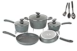 HAOTIAN aluminum forged non stick marble coating healthy granite cookware set ,11-Piece