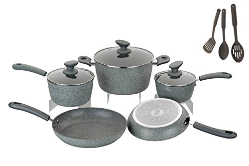 HAOTIAN aluminum forged non stick marble coating healthy granite cookware set ,11-Piece