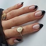 Vemalo BLACK Press on Nails French Press on Nails Medium -24 (Style 1)