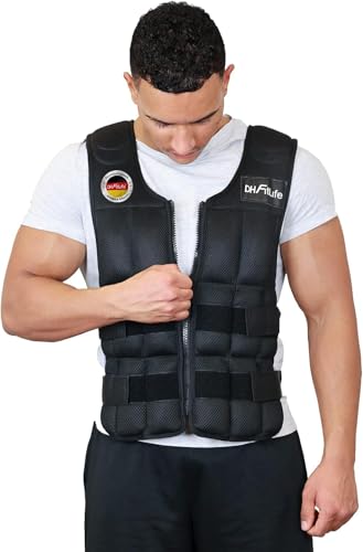 DH FitLife Chaleco de Peso 20 KG para Musculación y Entrenamiento de Fuerza, Weighted Vest Ajustable, Chaleco Lastrado para Correr, Mujeres Hombres Fitness Chaleco de Entrenamiento
