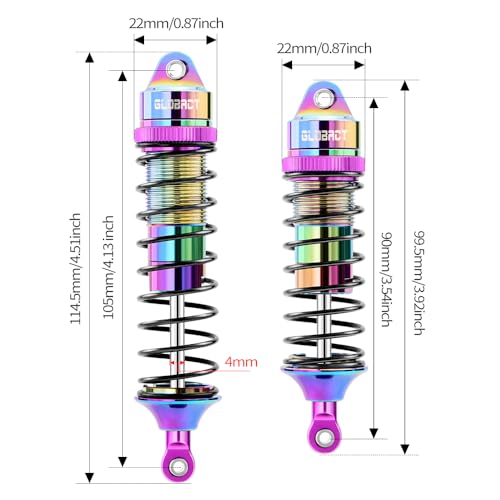 GLOBACT RC Oil Shocks Absorber Colorful RC Shock Absorber Damper Set for Traxxas Slash 2WD/4x4 Stampede Rustler Bandit Hoss F-150 1/10 RC Upgrade Parts Replace 5862 (4PCS)