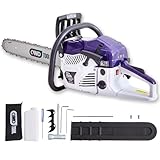 QWD 62CC 2-Cycle Gas Powered Chainsaw with 18/22-Inch Guide Bar, 2.0-KW 3.8-HP Handheld Cordless Chainsaw For Forest, Wood, Garden and Farm Cutting Use (22 Inch)