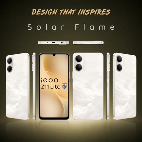Image of iQOO Z11 Lite 44W 5G (Solar Flame, 6GB RAM, 128GB Storage) | 6500mAh Battery with 44W Fast Charging* | Dimensity 6300 with 579k+ AnTuTu Score* | OriginOS 6.0 with AI Creation* & Private Space*