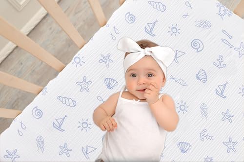 Image of TADO MUSLIN Baby Crib Sheets 2 PCS, 100% Organic Cotton Crib Sheet for Standard Crib Mattress(52 inchx 28 inch), Fitted and Soft Breathable Muslin Crib Mattress Sheet for Girl and Boy