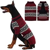 IECOii XXXL Dog Sweater for Extra Large Dogs Boy, Big Boy Dog Winter Sweaters with Mid Neck, Doberman Sweater for Dogs Large Breed, Easy On Pullover Knitwear for Cold Weather, DarkRed, 3XL