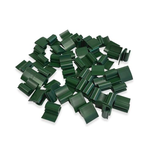Clips de Fixation pour Lamelles d'Occultation PVC sur Grillage Rigide, Vert 6005, Sachet de 50 Pièces (Vert foncé)