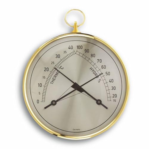 TFA Dostmann Analoges Thermo-Hygrometer, Kontrolle der Temperatur/Luftfeuchtigkeit, gesundes Raumklima,L 102 x B 35 x H 113 mm, Grau