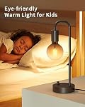 Industrial Table Lamp for Bedroom, Fully Dimmable Modern Beside Lamps with 2700K Warm Light Bulb for Kids Reading, Minimalist Nightstand Lamps for Living Room, Office