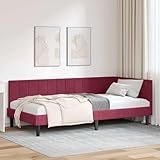 Generico Cornice del Letto ad Angolo Rosso Vino 90 cm x 190 cm Tessuto,Rosso,26.65kg,42016342