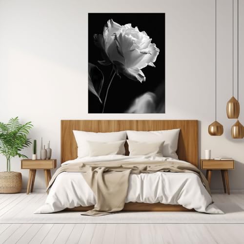 Lienzo de cuadro abstracto moderno en blanco y negro, póster floral de 40x60cm sin marco 4