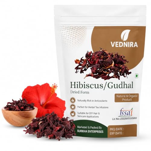 Image of Organic Raw Hibiscus Flower 30g | Dry Hibiscus Rosa-Sinensis Gudhal Ka Phool for Hair Growth, Hair Fall Control & Scalp Care | Natural Hair Mask, Face Pack for Skin Care | Pure Raw Form