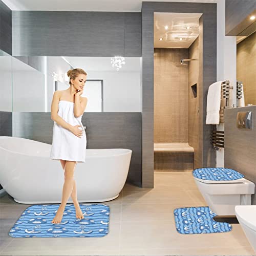 Badezimmerteppich-Set 3Teilig Anker rutschfest Waschbar Badematte Badezimmer Weich Mikrofasern WC-Deckelbezug… – Bild 5