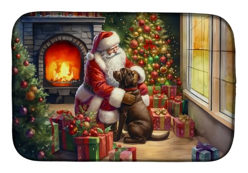 Caroline's Treasures DAC4133DDM Labrador Retriever and Santa Claus Dish Drying Mat Absorbent Dish Drying Mat Pad for Kitchen Counter Dish Drainer Mat for Countertop, 14 x 21", Multicolor