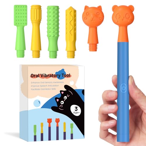 Oral Sensory Stimulation Kit with 6 Soft Textured Heads for Speech Therapy & Feeding Support, Muscle Strength & Phonation Improvement - Blue