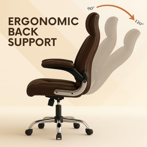 Image of Lakdi The Furniture Co High-Back Directior Office Chair and Executive Chair, Ergonomic Leatherette Desk Chair|Adjustable Arm Rest for 5-Year Warranty & Free Assembly -111012161 Darkbrown