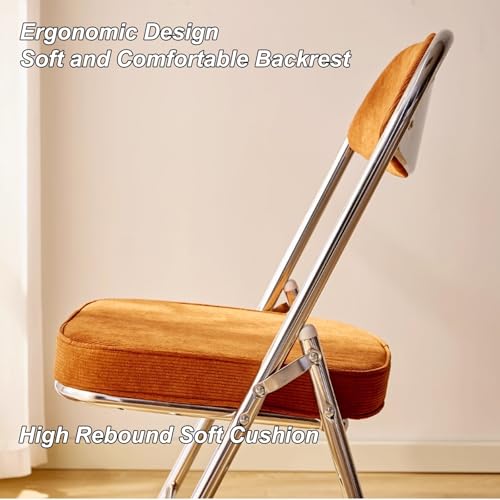 Chaise bureau pliable confortable en velours côtelé marron avec dossier épais