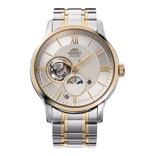 Orient Classic Sun & Moon - Orologio Da Uomo Automatico A Carica Manuale Elegante Bracciale E Cassa In Acciaio Metallizzato Quadrante Grigio - Ra-As00