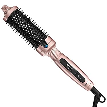 AMAZON - Terviiix Hot Brush 1.5 Inch Ceramic Tourmaline Ionic Curling Iron Volumizing Heated Brush Create Root Volume & Loose Curls, Digital Display 9 Temperatures Thermal Brush Volumizer, Dual Voltage