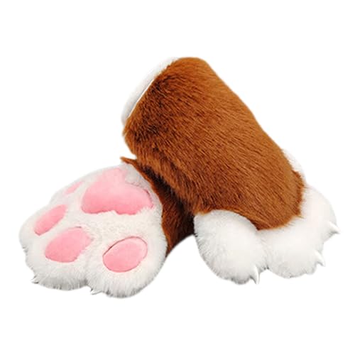 Gants pattes d'animaux peluche avec coussinet doux contre le froid du déguisement